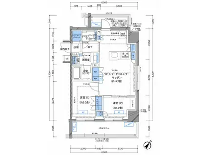 ラティエラ横濱大通公園(2LDK/6階)の間取り写真