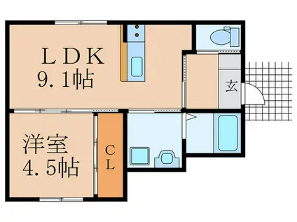 SKY FIRST YUKUHASHI A(1LDK/1階)の間取り写真