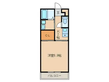 ドラーゴII(1K/2階)の間取り写真