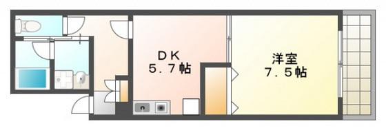 ワセダビル(1DK/4階)の間取り写真