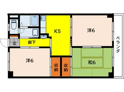 レーベンイケダ土居田Ⅱ(3K/3階)の間取り写真