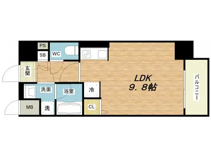 エグゼ大阪ドームII(ワンルーム/6階)の間取り写真