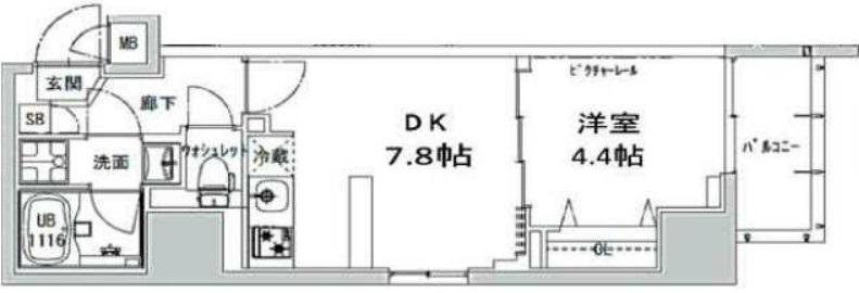 S-RESIDENCE神田AVANCE(1DK/7階)の間取り写真