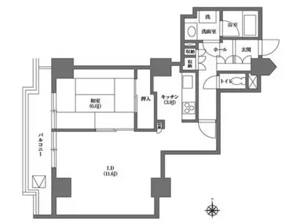 文京グリーンコートビュータワー本駒込(1LDK/10階)の間取り写真