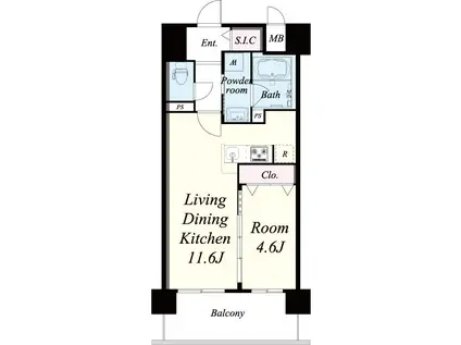 ブル フォルトゥーナ扇町(1LDK/5階)の間取り写真