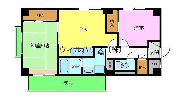 エスポワール(2DK/7階)の間取り写真