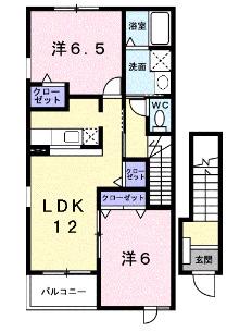 シェーネエレガンシア(2LDK/2階)の間取り写真