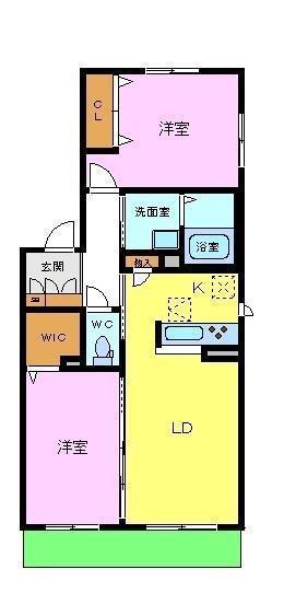 シャーメゾン柿の木(2LDK/2階)の間取り写真