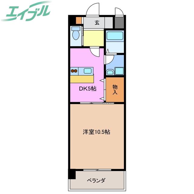 タウンエステート西浦(1DK/2階)の間取り写真