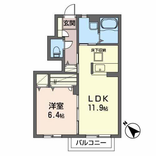 メゾン・カームニスB(1LDK/1階)の間取り写真