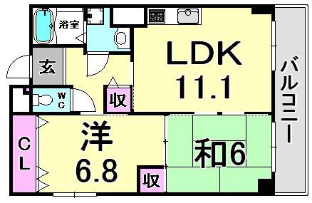 メゾン・ドュウ(2LDK/4階)の間取り写真