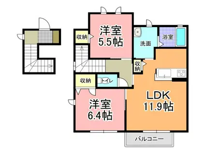 ルミエールSAKADO A(2LDK/2階)の間取り写真