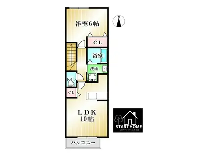 メゾンSAKAKI(1LDK/2階)の間取り写真