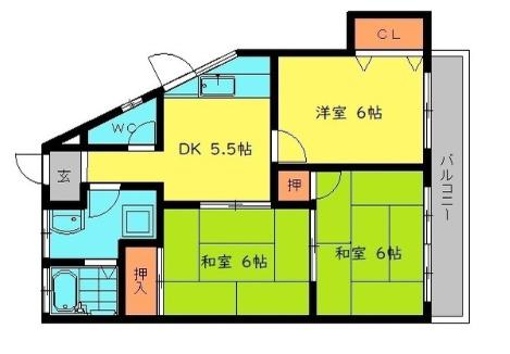 メゾンYS(3DK/2階)の間取り写真