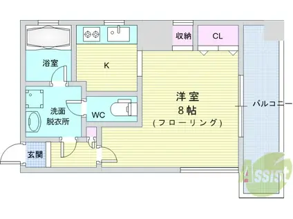 DOLCE VITA 池田(1K/8階)の間取り写真