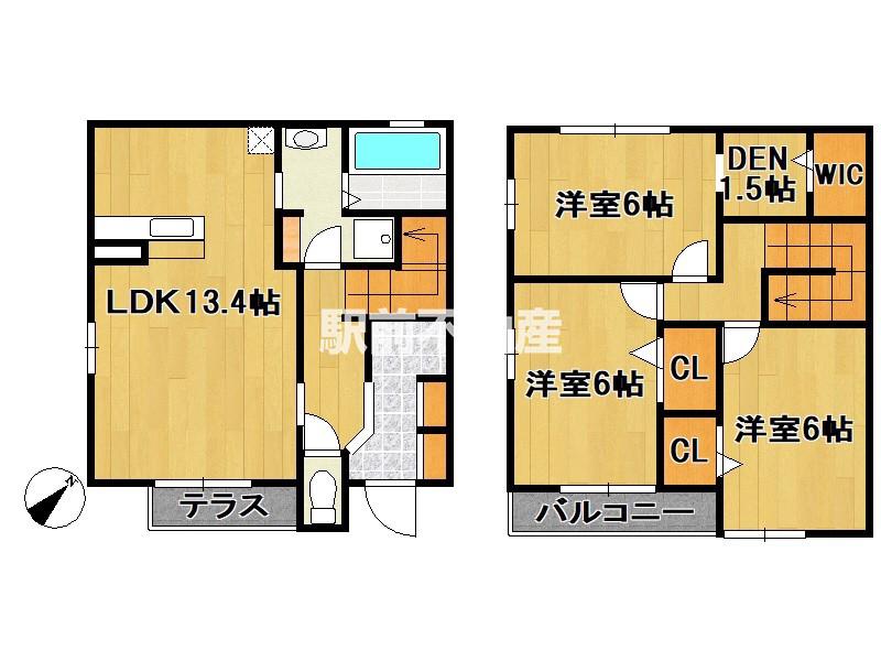 パークサイドモンパール A棟(3LDK/1階)の間取り写真