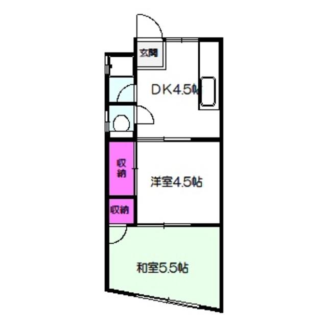 鶴見マンション(2DK/3階)の間取り写真