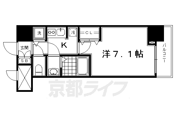 アドバンス京都ソナーレ(1K/2階)の間取り写真