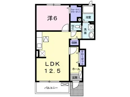 リアンヴィラージュA棟(1LDK/1階)の間取り写真