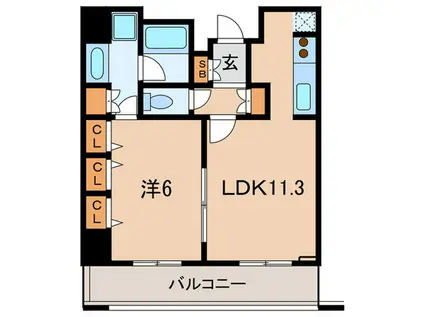 コンフォリア田町(1LDK/11階)の間取り写真