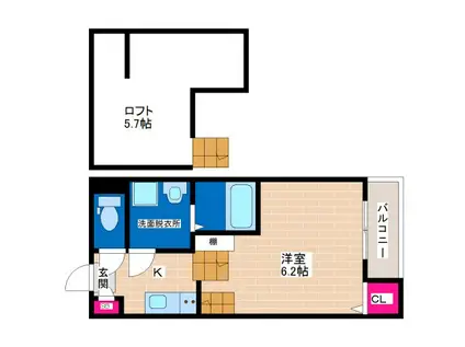 ハーモニーテラス喜連(1K/1階)の間取り写真
