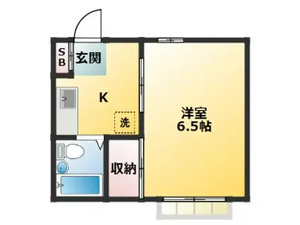パインハイツ(1K/2階)の間取り写真