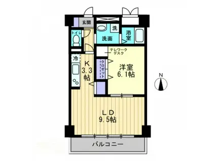 フィール上之町(1LDK/5階)の間取り写真