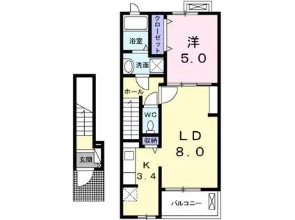 スイート スプリング II(1LDK/2階)の間取り写真