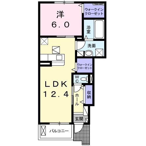ヴィアーレI(1LDK/1階)の間取り写真