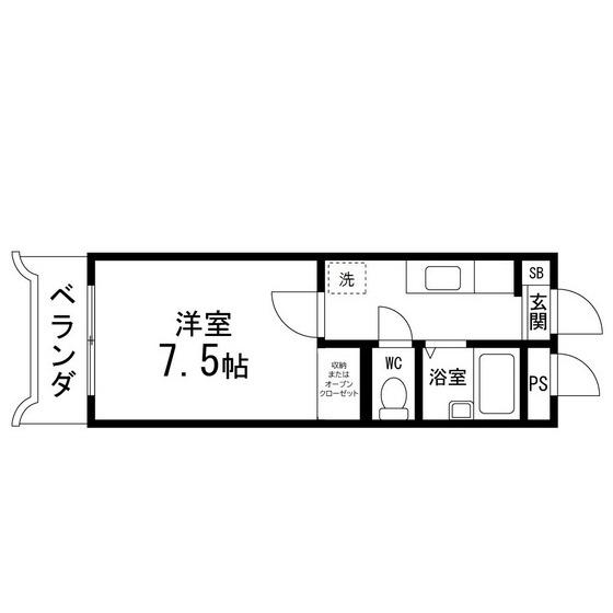 コーポしんし(1K/3階)の間取り写真