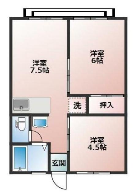 PUERTA西島(2DK/2階)の間取り写真