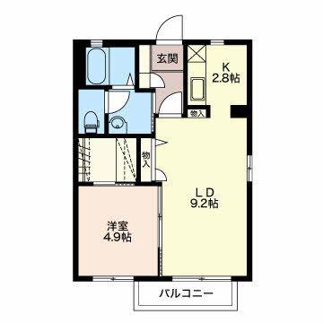 シャーメゾンM(1LDK/2階)の間取り写真