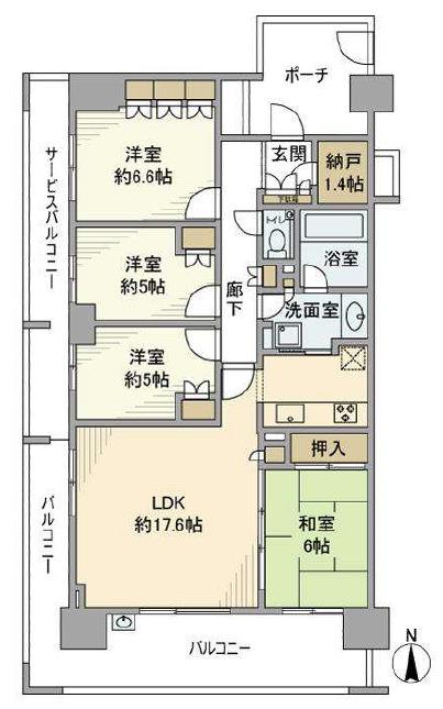 デライトシティブレスコート(4LDK/2階)の間取り写真