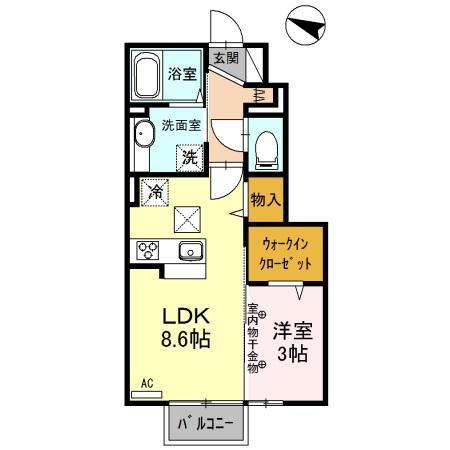 シェーナ(1LDK/1階)の間取り写真