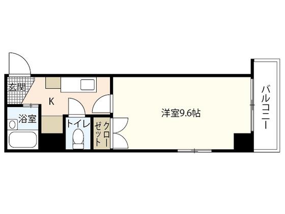 メゾン十日市(1K/9階)の間取り写真