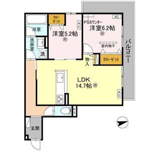 D-RESIDENCE荘園B(2LDK/2階)の間取り写真