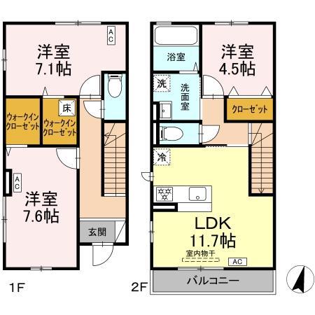 エルデガーデン 2号館(3LDK/1階)の間取り写真