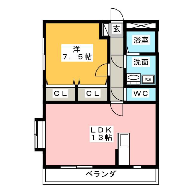 エスポワール(1LDK/2階)の間取り写真