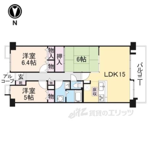 朝倉グリーンマンション(3LDK/3階)の間取り写真