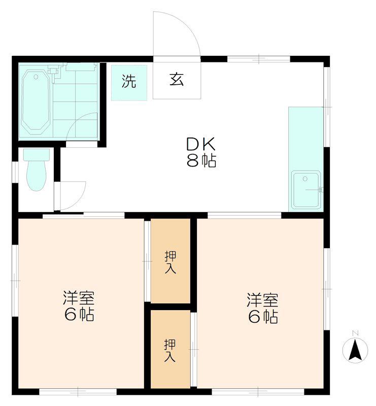 川崎アパート(2DK/2階)の間取り写真