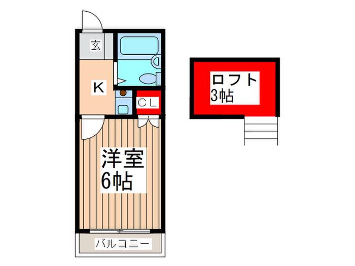 サンビレッジ3(1K/1階)の間取り写真