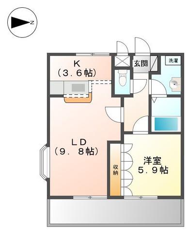ストーク ミヤタ(1LDK/2階)の間取り写真