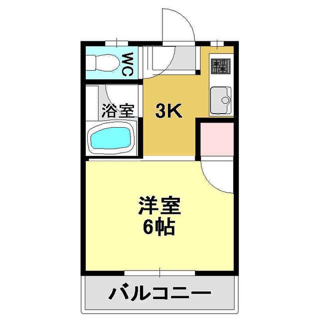 コーポマルミ(1K/3階)の間取り写真