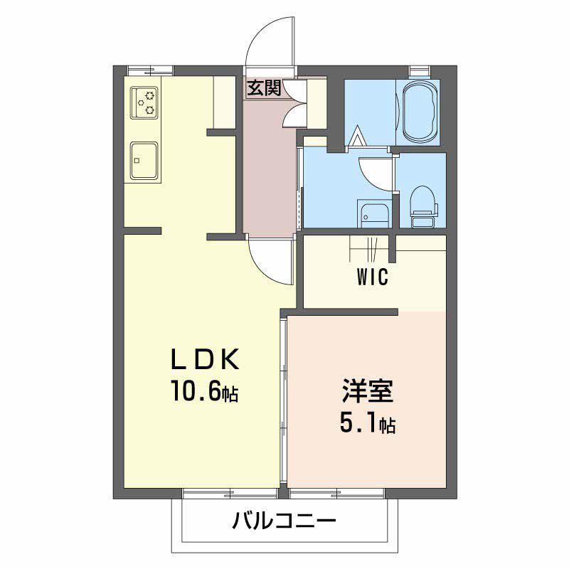 ハイツヒラオカ(1LDK/2階)の間取り写真
