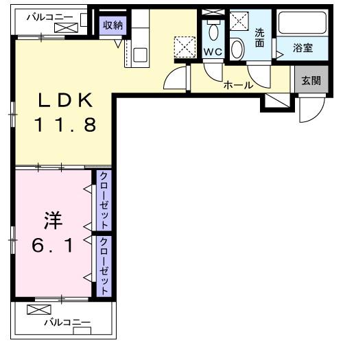 フレイデ(1LDK/2階)の間取り写真