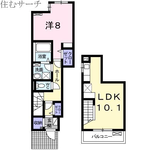 メゾン・デュ・ベル・アルブル(1LDK/1階)の間取り写真