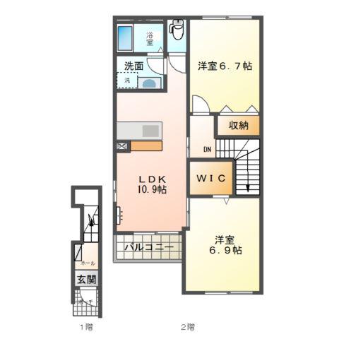 サニーガーデン(2LDK/2階)の間取り写真