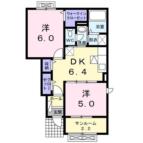 マルニー IV(2DK/1階)の間取り写真