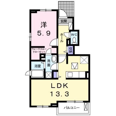 アルソールA(1LDK/1階)の間取り写真
