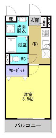 SMILE GARDEN 菊陽(1K/4階)の間取り写真